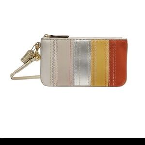 Vintage Coach Suede Multi Color Stripe Y2K Wristlet